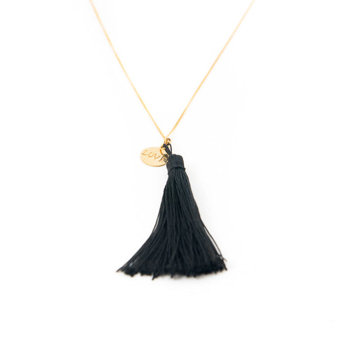 Navy Feather Charm Necklace