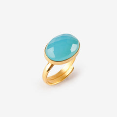 Large Blue Chalcedony Bonbon Ring SVP Jewellery