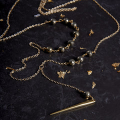 Pyrite Y Necklace from sixforgold