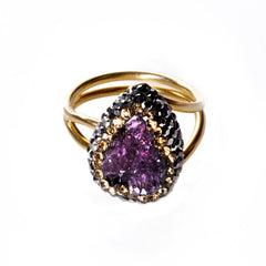 Native Gem Amethyst Druzy Tiny Ilume Ring from sixforgold Boutique