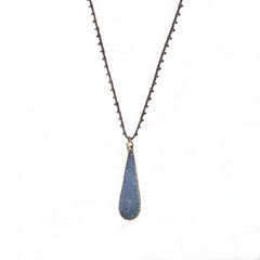 Native Gem Blue Skinny Druzy Necklace from sixforgold