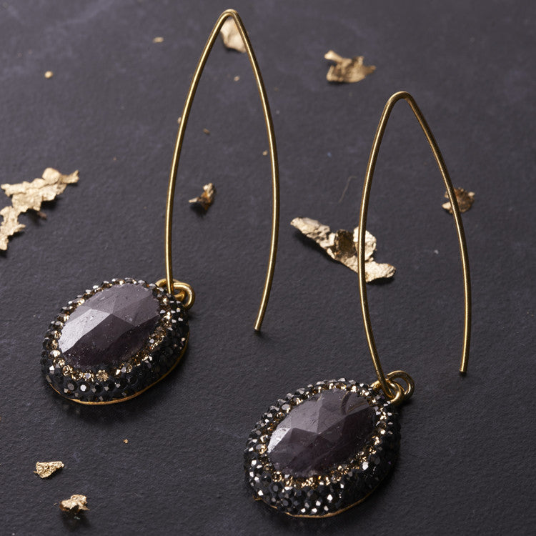 Native Gem Dark Purple Sapphire Earrings from sixforgold