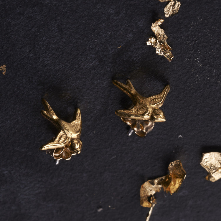 Catherine Weitzman Little Bird Gold Studs from sixforgold