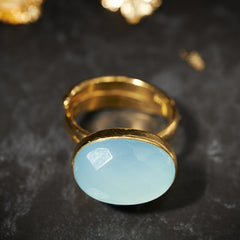 Blue Chalcedony Bonbon ring SVP Jewellery 