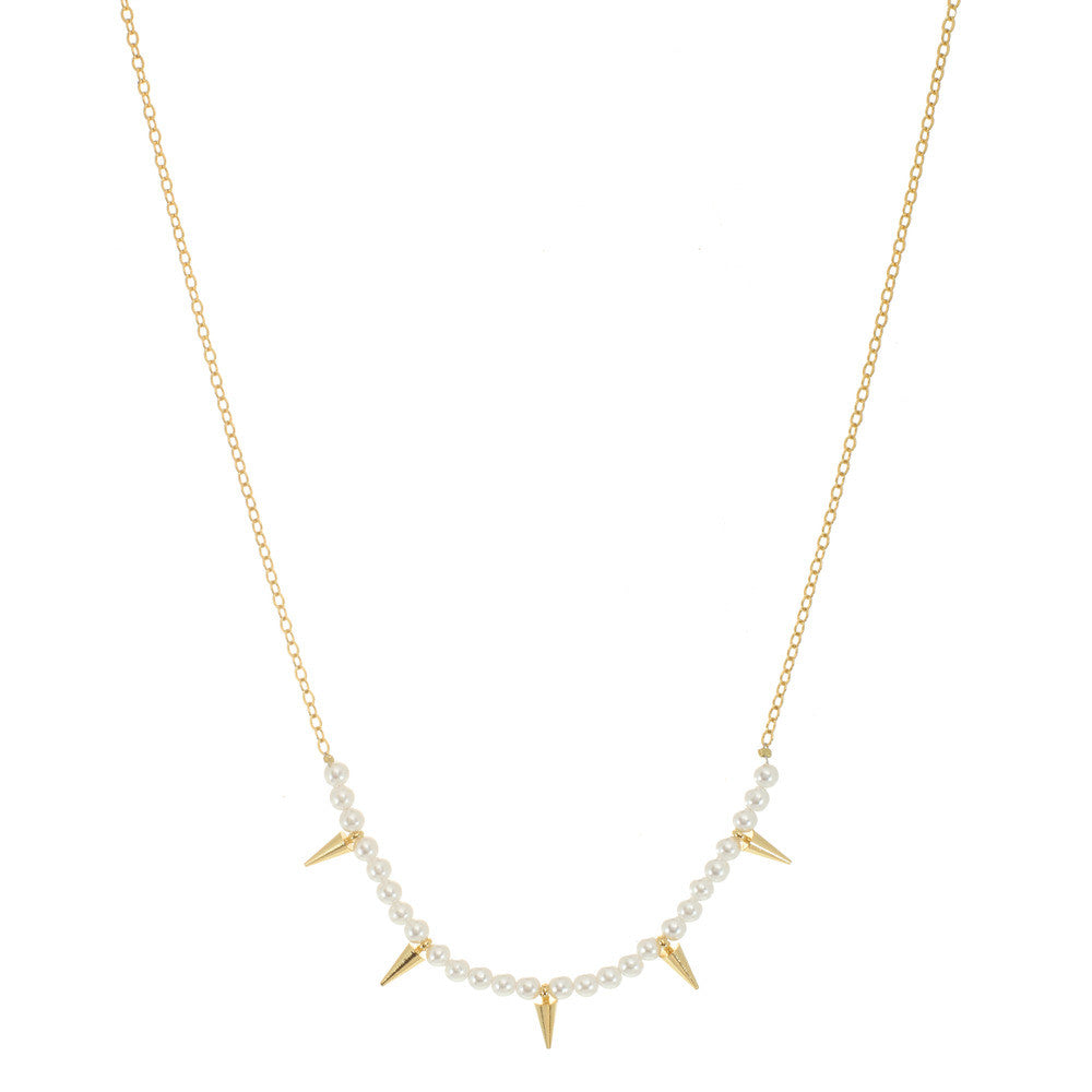 a.v.max Pearl spiked necklace from sixforgold Boutique