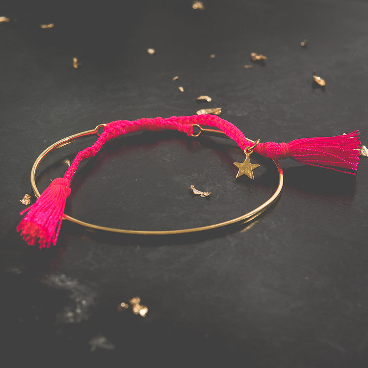 Neon Pink Gold Cuff Bracelet Jiya Jewellery 