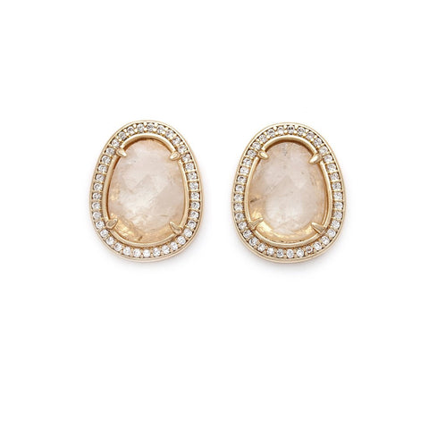 Peach Pearl Halo Earrings