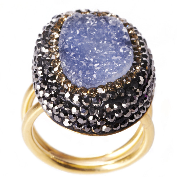 Native Gem Blue Chalcedony Ilume Ring from sixforgold 