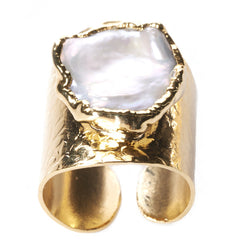 Native Gem Pearl Cigar Ring from sixforgold