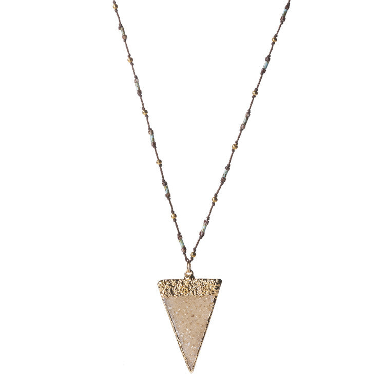 Native Gem Grey Triangle Druzy Necklace from sixforgold