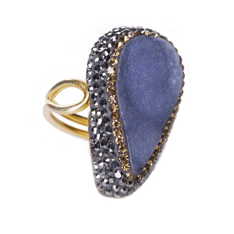 Native Gem Large Blue Chalcedony Ring from sixforgold