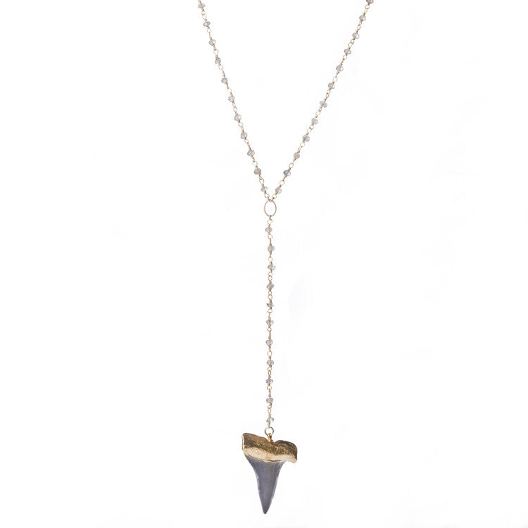 Heather Hawkins Labradorite Shark Tooth Necklace from sixforgold