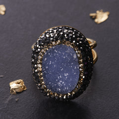 Native Gem Blue Chalcedony Ilume Ring from sixforgold 