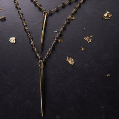 Heather Hawkins Double Dagger necklace in Smokey Quartz from sixforgold