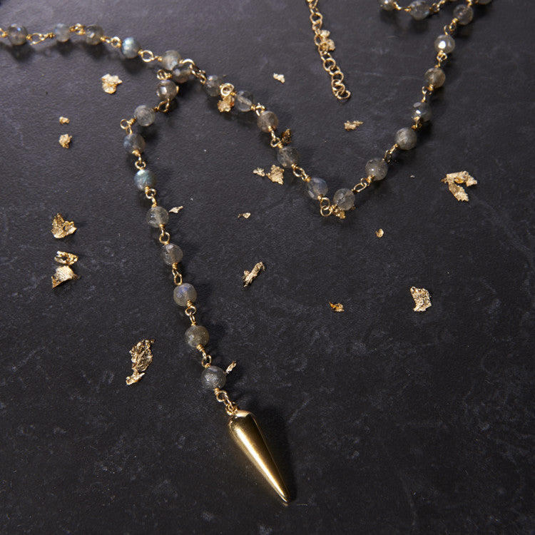 Heather Hawkins Smokey Quartz Tiny Dagger Necklace from sixforgold