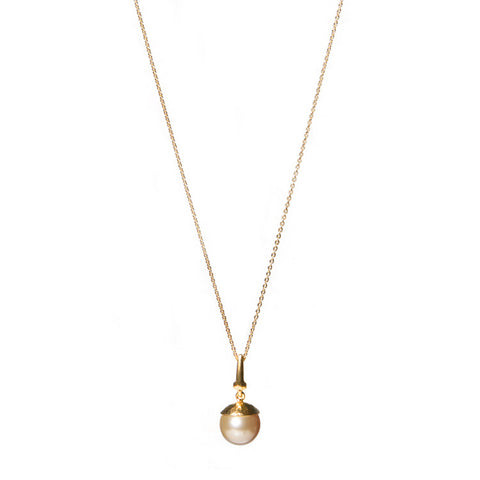 Hamsa Necklace with Orange Pearl