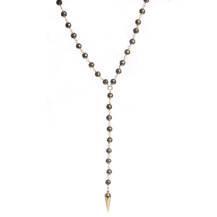 Heather Hawkins Pyrite Y Necklace from sixforgold