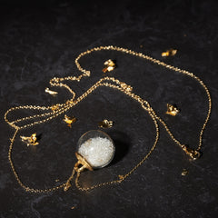 White Crystal Globe Necklace Catherine Weitzman 